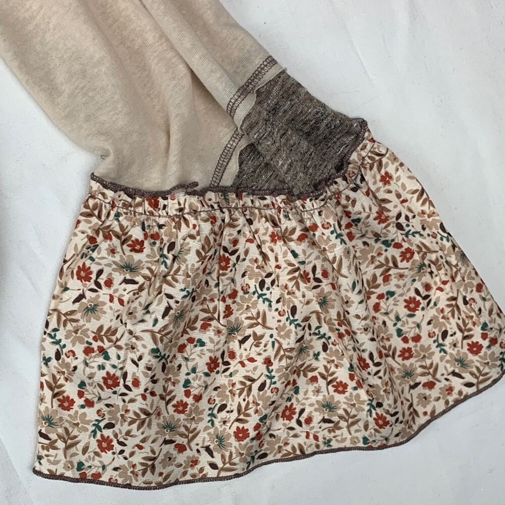 POL size medium boho patchwork bell sleeve Earthy Floral Accent Shirt long anthr - Picture 7 of 11
